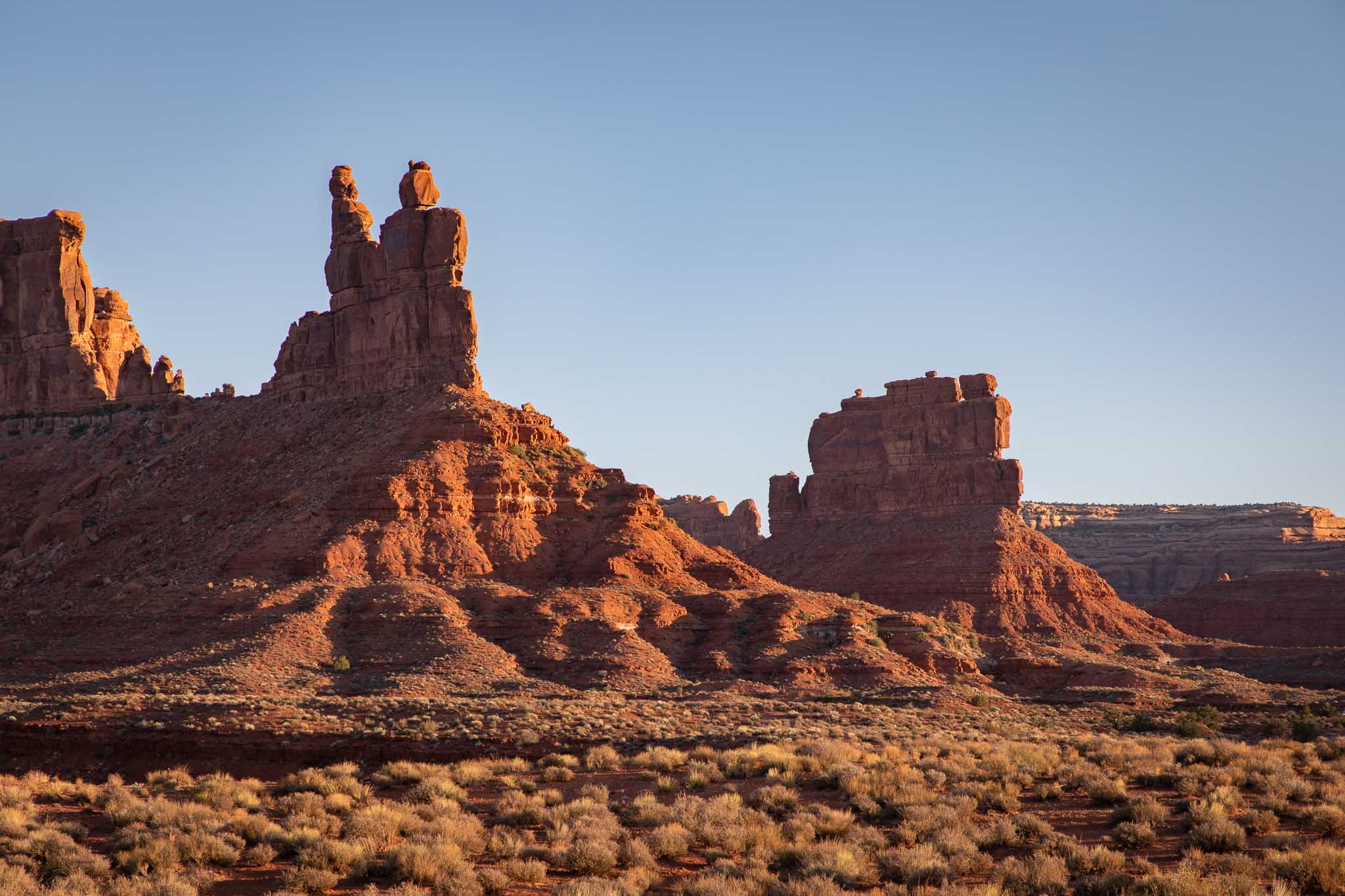 Landscape with Rudolph and Santa Claus rock formation, Valley of the Gods, Mexican Hat UT, May 17, 2018