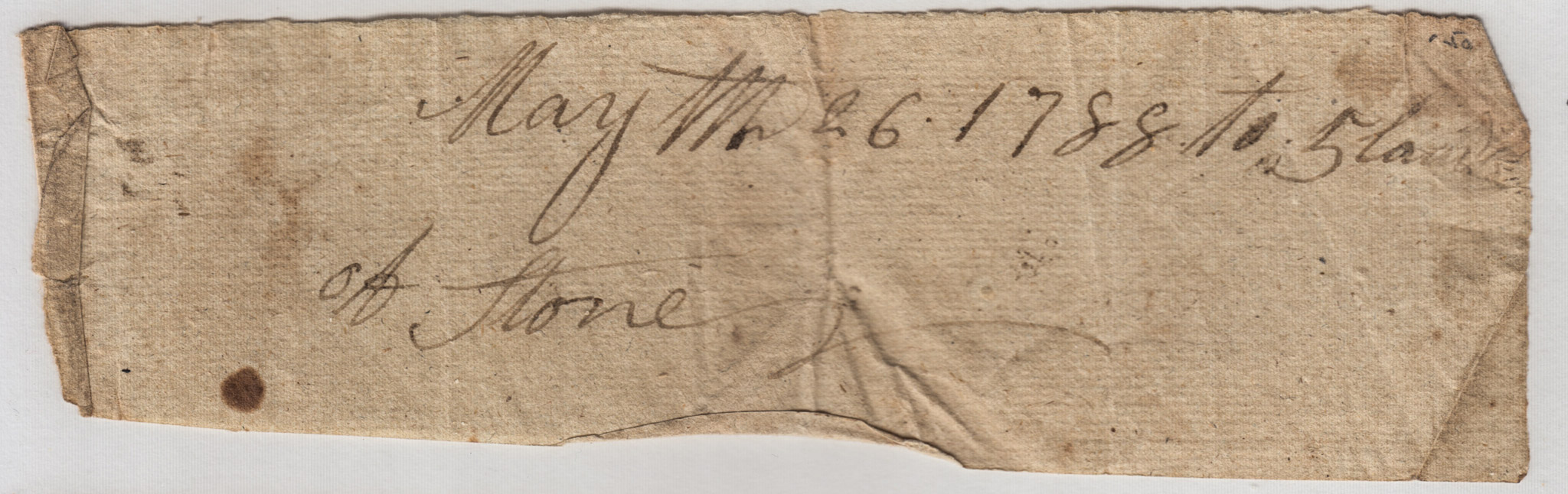 BH063, 1788-05-26 Note, 5 Loads of Stone