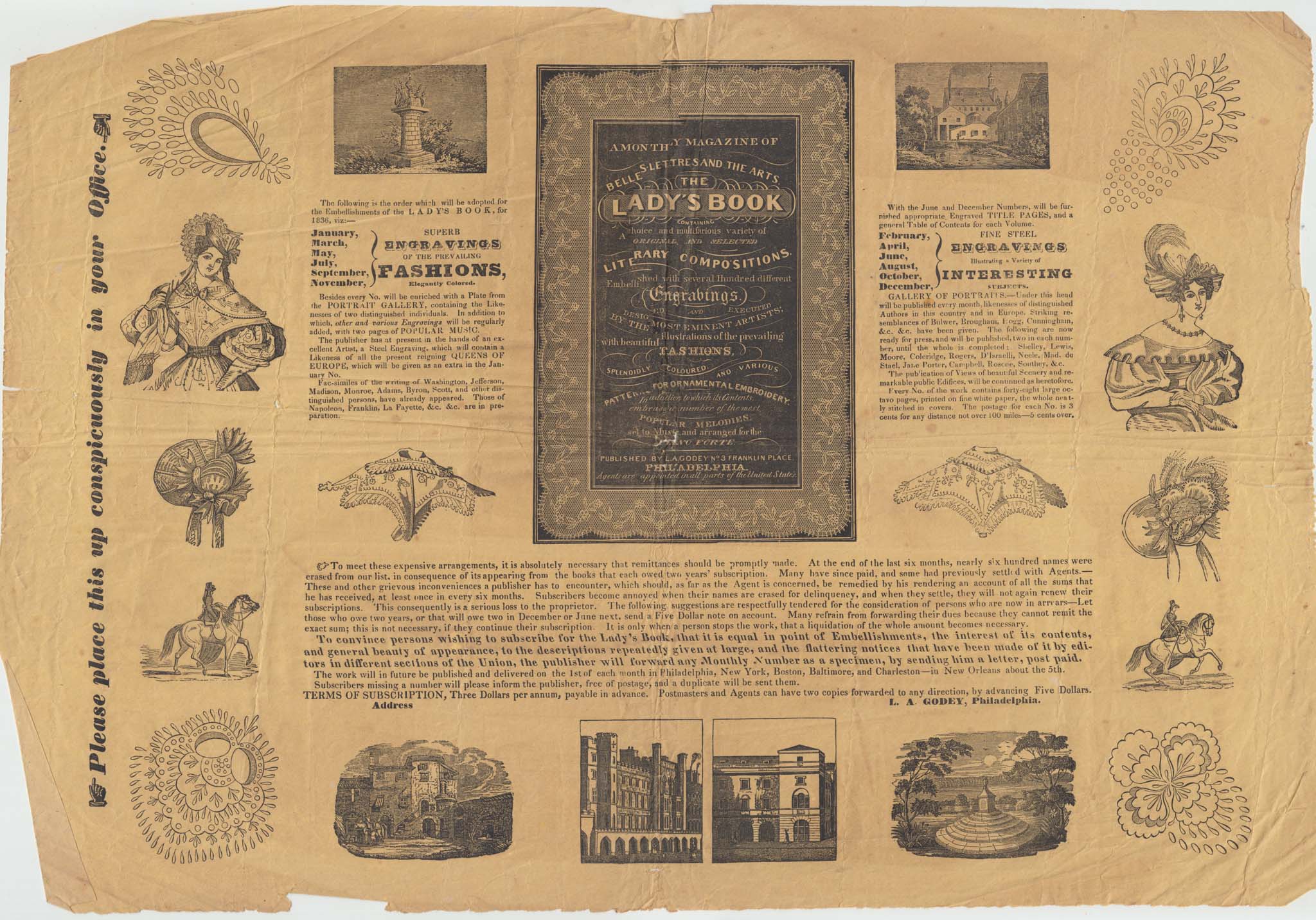 HBC007, 1836 Advertisement for a Subscription to Lady's Book Magazine