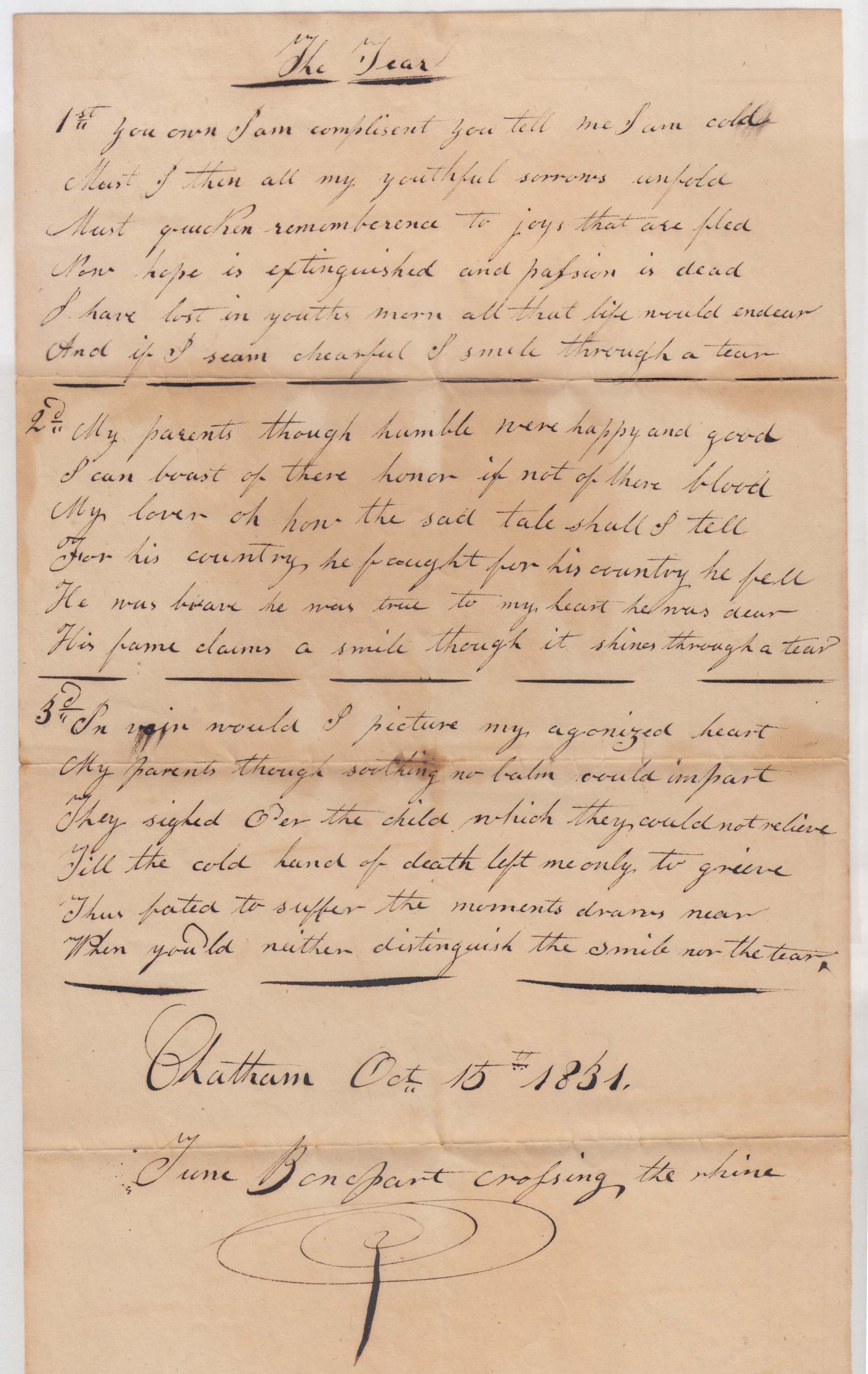 HBC011 1831-10-15 Poem, The Tear
