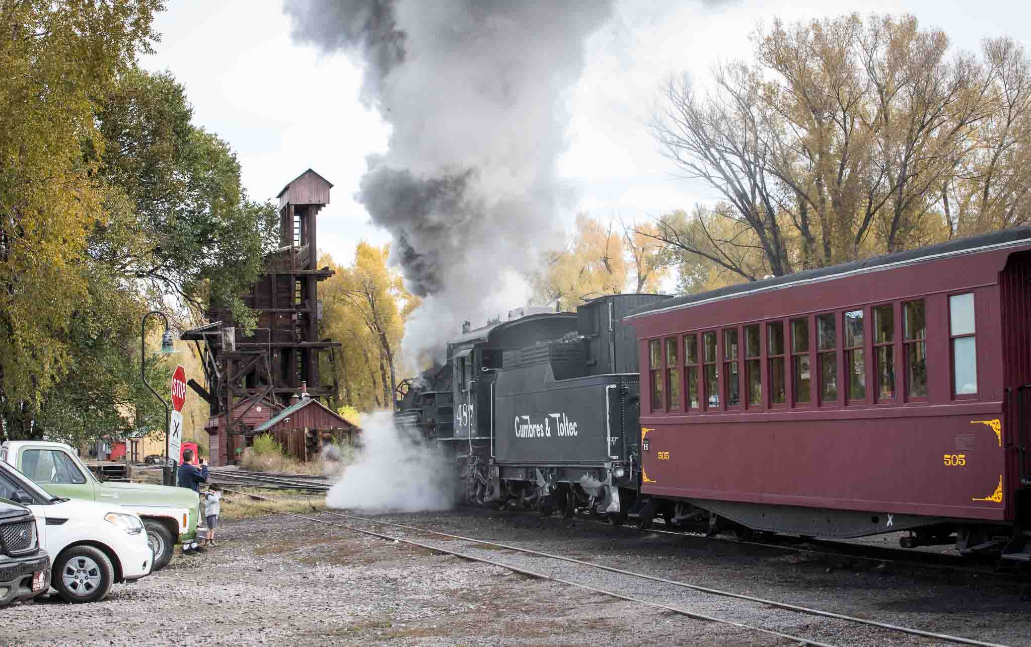 Cumbres & Toltec #487 Departing Chama NM, October 8, 2014