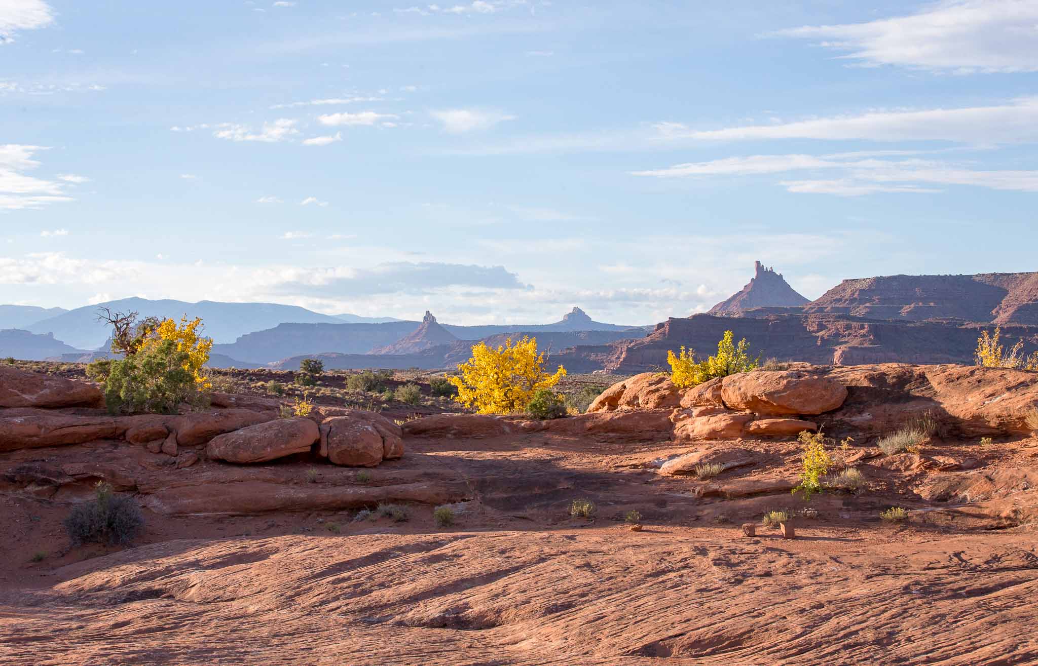 Sunrise landscape, Indian Creek Special Recreation Area, Canyonlands, Monticello UT, October 10, 2016