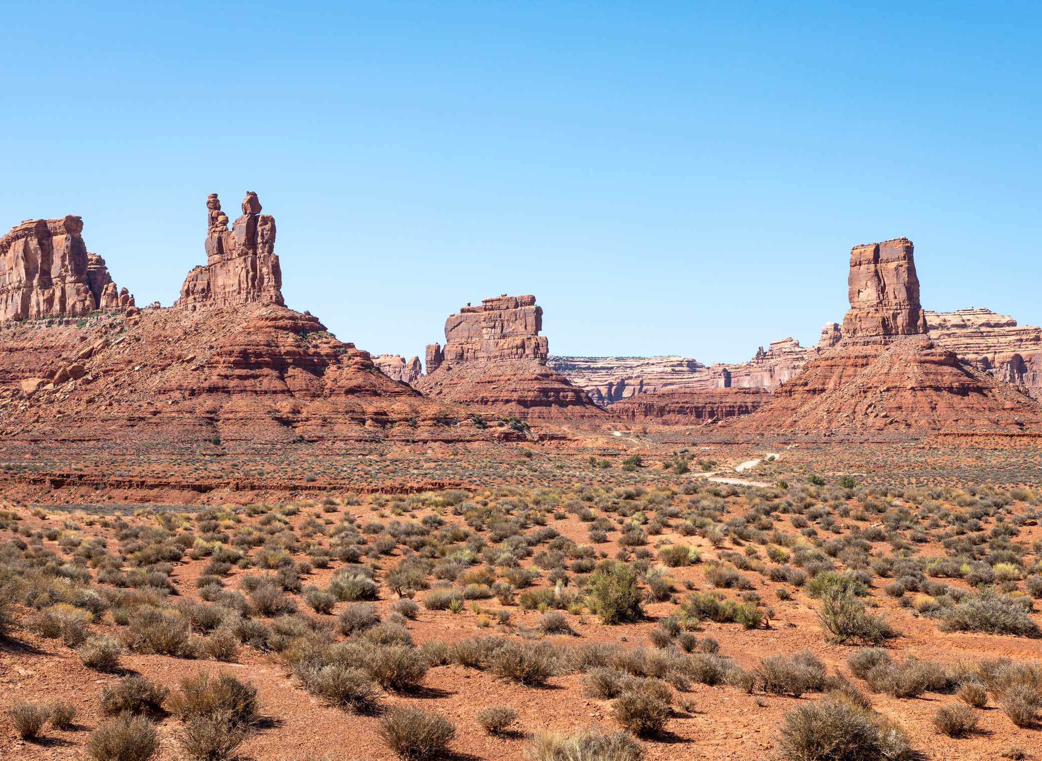 Landscape with Rudolph and Santa Claus butte, Valley of the Gods, Mexican Hat UT, May 16, 2018