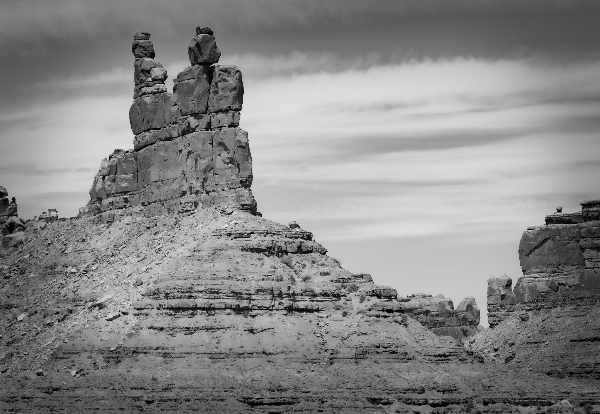 Landscape with Rudolph and Santa Claus butte, Valley of the Gods, Mexican Hat UT, April 15, 2022